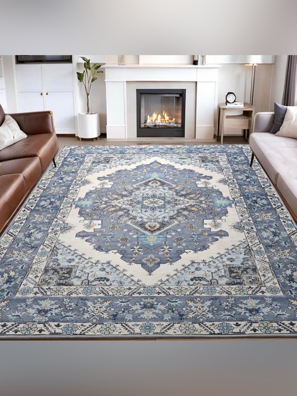 BRAND NEW 4x6 ft Persian Style Washable Area Rug, Non-Slip Low Pile Carpet